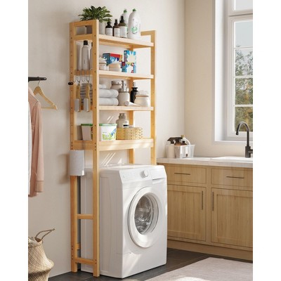 SONGMICS Over The Toilet Storage, 4-Tier Over Toilet Bathroom Organizer with Adjustable Shelf, Fit Most Toilets, Space-Saving