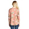 Women's Lace Up Floral Brushed Knit Top - Oddi - 2 of 4