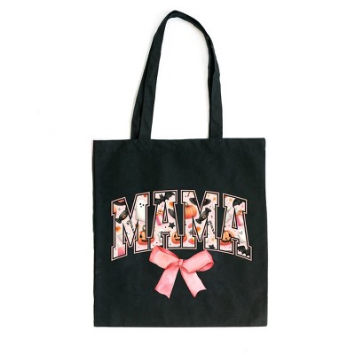 City Creek Prints Coquette Halloween Mama Canvas Tote Bag - 15x16 - Black