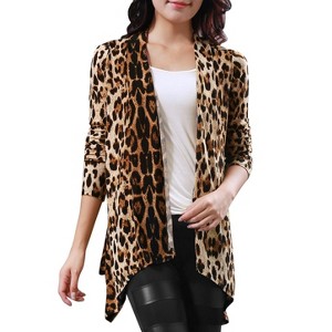 INSPIRE CHIC Women's Long Sleeves Open Front Asymmetric Hem Lightweight Cardigan - 1 of 4