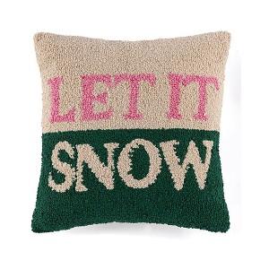 Shiraleah "Let It Snow" Pink and Green Decorative Pillow - 1 of 4