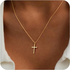 SmallRig Small Cross Pendant Necklace Gold Silver Plated Waterproof Christian Faith Jewelry - 1 of 4