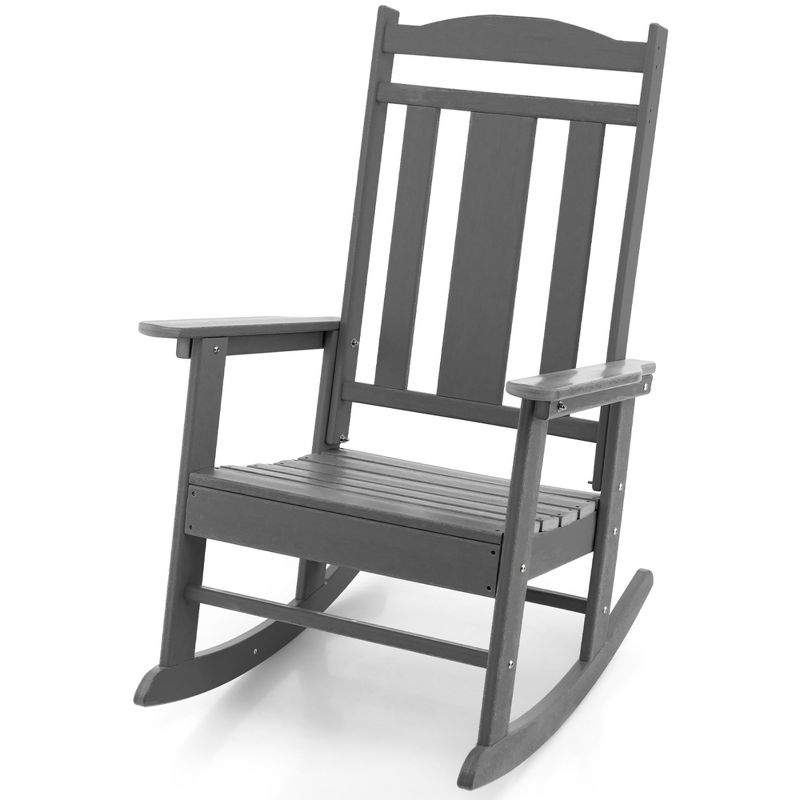 Costway Patio Rocking Chair All-Weather HDPE Rocker High Back Porch White\Grey\Turquoise, 1 of 10