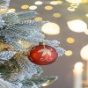 GlasFlength Tree Ornaments Modern Glass Ball Set Simple Elegant Design for Christmas Tree Home Decor Indoor Outdoor, Red, 3"*3"*3" - 3 of 4