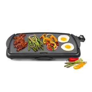 KitchenSmith 22.83" Electric Griddle Black: Ceramic Cooking Surface, 1500W, Dishwasher-Safe Parts, Includes Drip Tray - 1 of 4