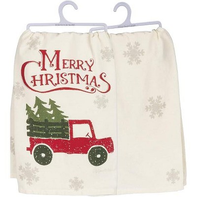 Primitives by Kathy Rustic Holiday Dish Towel, 28 x 28-Inches, Christmas Truck