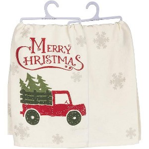 Primitives by Kathy Rustic Holiday Dish Towel, 28 x 28-Inches, Christmas Truck - 1 of 2