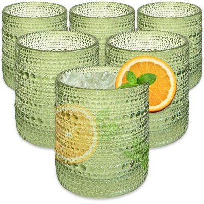 Kate Aspen Sage Green Hobnail Beaded Drinking Glasses Set of 6-10 oz  Vintage Glassware Set Cocktail Glass Set, Juice Glass, Water Cups