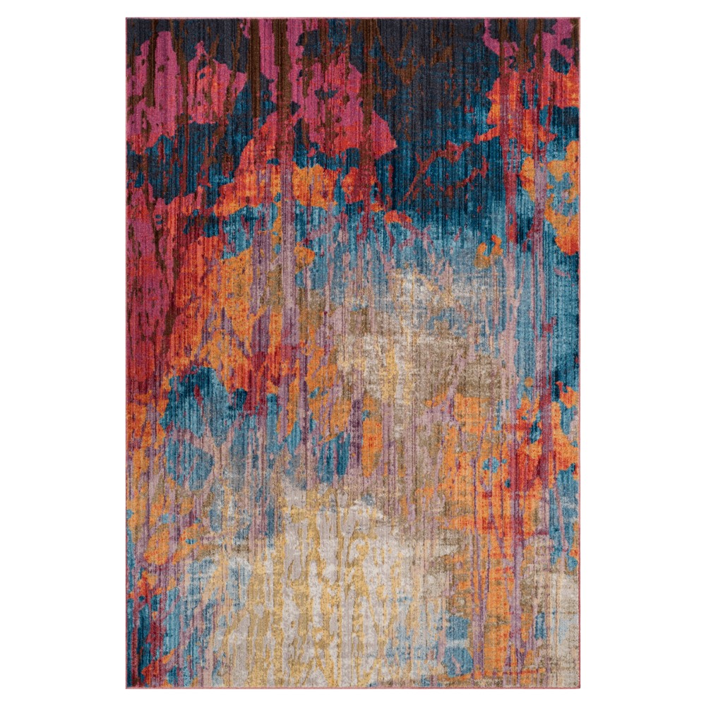 Blue/Rust Splatter Loomed Area Rug 9'X12' - Safavieh