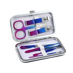 Unique Bargains Stainless Steel Manicure Tool Grooming Clippers Kit Multicolor 7 in 1 Set - 1 of 4