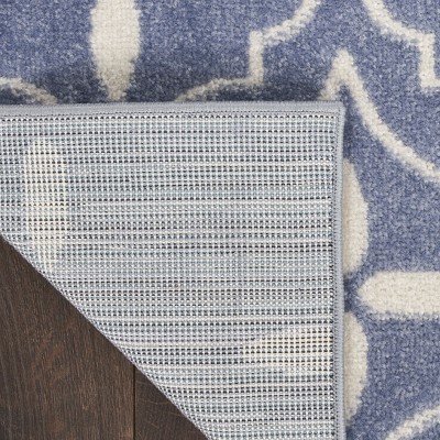 Blue and Ivory Moroccan Trellis 8' x 10' Synthetic Rug