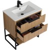 Kingsford Grooved-Look Bathroom Vanity in Bright Oak with White Ceramic Sink - 2 of 4