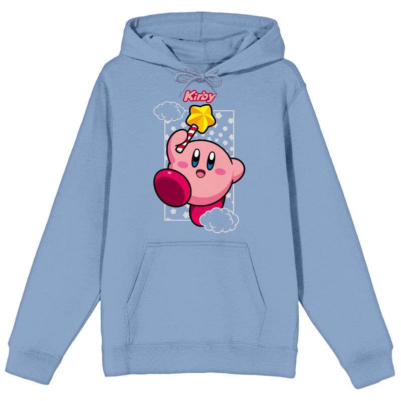Kirby Main Character With Star Rod Full Sleeve Men's Light Blue Hoodie, 1 of 2