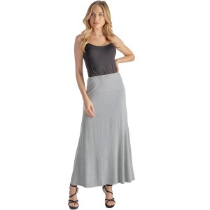 Petite Fit Elastic Waist A-Line Maxi Skirt  - 24seven Comfort Apparel™ - 1 of 4