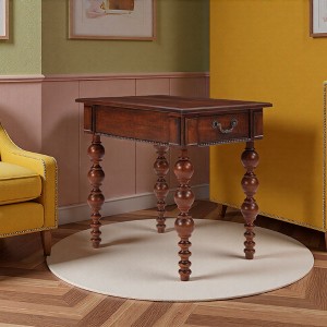 FONTOI End Tables Coffee Table Solid Wood Night Stand Side Table Living Room Furniture with Drawer, Vintage Sofa Table, Walnut Brown, 18"*24"*23" - 1 of 4