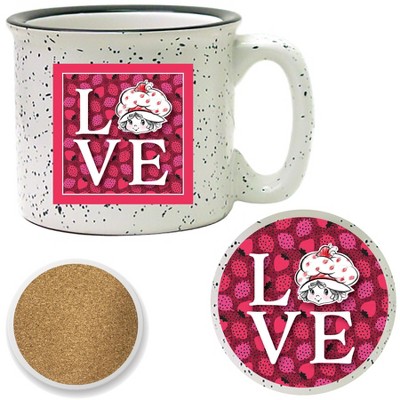 Courtside Market Strawberry Shortcake LOVE 15 oz Mug & Ceramic Coaster Set