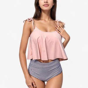 Anna-Kaci Swim Women's Tankini Swimsuit with Loose Flowy Top and Tropical High Waist Bottom - 1 of 4