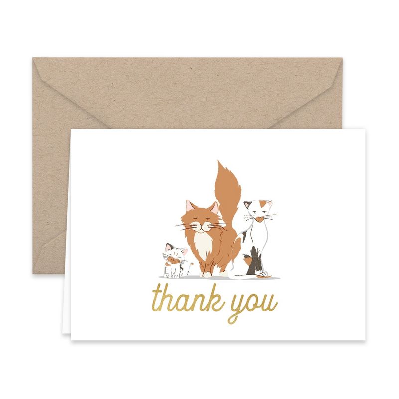 Paper Frenzy Kittens and Kitty Cats Thank You Note Card Collection 25 pack with Kraft Envelopes, 4 of 7