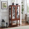 SpassWay 48"H Walnut Lighted Curio Cabinet with Mirror Back Adjustable Shelves Glass Doors Open Storage - 2 of 4