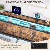 Industrial metal & wood headboard & charging station, adjustable height, storage rack, sturdy & stable, easy assembly, rustic brown - 4 of 4