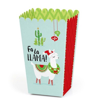 Big Dot of Happiness Fa La Llama - Christmas and Holiday Party Favor Popcorn Treat Boxes - Set of 12