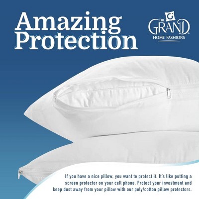 Standard White Hypoallergenic Cotton Polyester Pillow Protector