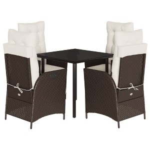 vidaXL Garden Dining Set Brown, Black, Cream - 1 of 4