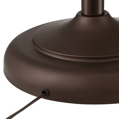 Ferris 57" Bronze Adjustable Pharmacy Floor Lamp with Faux Wood Grain
