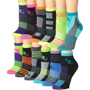 Tipi Toe Women's 12 Pairs Running & Athletic Vivid Motion Crew Patterned Sports Performance Ankle/Quarter Socks - 1 of 1