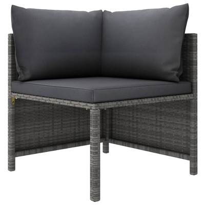 vidaXL - Gray Poly Rattan Sectional Corner Sofa with Cushions