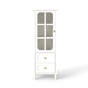 TopComfy Decorative Storage Cabinets Buffet Cabinet with Glass Doors and Drawer Storage Sideboard Cupboard for Living Room, White, 51.57"*20"*5.31" - 1 of 4
