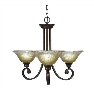 Toltec Lighting Curl 3 - Light Chandelier in  Bronze with 10" Amber Crystal  Shade - 1 of 1