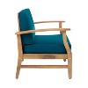 Christopher Knight Home Perla Outdoor Club Chair Acacia Wood Teak/Blue - 4 of 4