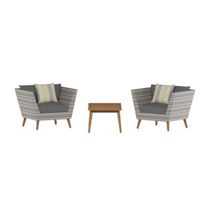 Amazonia 3pc All-Weather Wicker Outdoor Patio Conversation Furniture Set with Cushions - 1 of 4