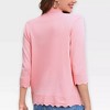Womens Lightweight Sweater Cardigan 3/4 Sleeve Open Front Cardigan Birdeye Knit Wavy Trim Cardigan Breathable Soft Sweater - 2 of 4