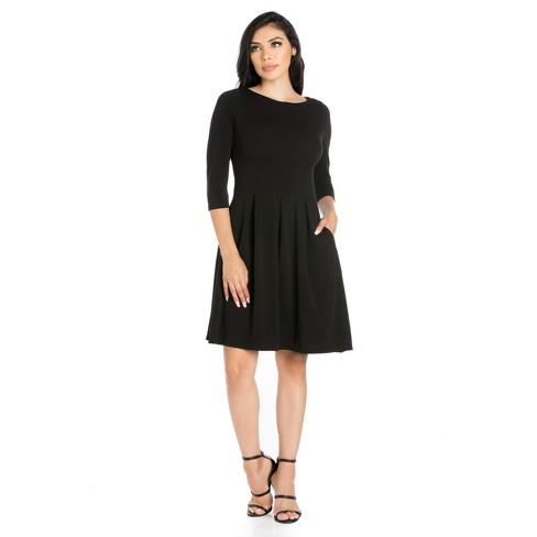 24seven Comfort Apparel Perfect Fit And Flare Pocket Dress black xl Target