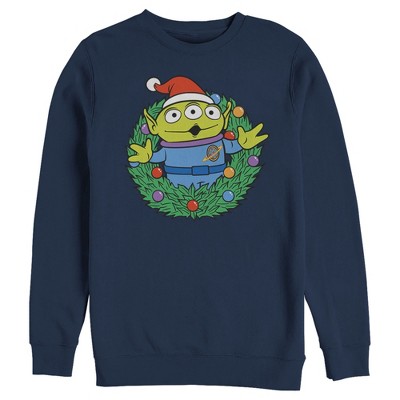 Men's Toy Story Alien Greetings Wreath  Sweatshirt - Navy Blue - Small