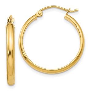 Black Bow Jewelry 2.75mm x 22mm Polished 14k Yellow Gold Domed Round Tube Hoop Earrings - 1 of 4