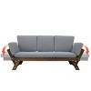 Outdoor Acacia Wood Day Bed Small Patio Couch, Adjustable Arm Outdoor Couch Chaise with Cushions for Small Spaces, Brown Finish – Maison Boucle - 3 of 4