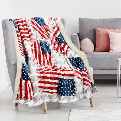 Tirrinia US Flag Fleece Throw Blanket, Super Soft Cozy Fleece Plush Throw TV Blanket, Patriotic Living Room Decor Blanket, Thoughtful Gifts, 50" x 60"