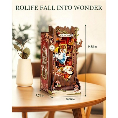 Детские куклы Etokfoks DIY Book Nook Kit Fall into Wonder Fairy Tale Theme 3D Wooden Puzzle Miniature House 1 Kit Bookshelf Decor for Adults Teens — фото 3