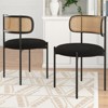 MAYEERTY Modern Upholstered Dining Chairs, Rattan Back, Metal Legs, Kitchen - 3 of 4