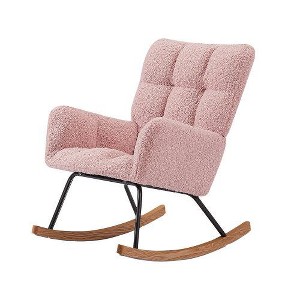 SYFERLORY Rocking Chair, Leisure Sofa Glider Chair, Comfy Upholstered Lounge Chair with High Backrest, Napping PINK - 1 of 1