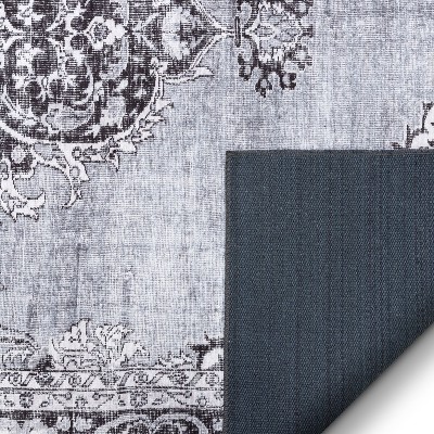 Gray 8' x 10' Synthetic Medallion Washable Area Rug