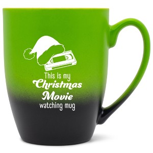 Elanze Designs This Is My Christmas Movie Watching Mug Two Toned Ombre Matte Green and Black 12 ounce Ceramic Stoneware Coffee Cup Mug - 1 of 4