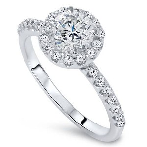 Pompeii3 1Ct Halo Diamond Engagement Ring 14k White Gold Lab Gromwn Prong Set - 1 of 4