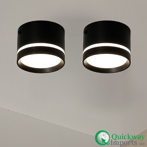 Quickway Imports 15W Surface-Mounted LED Cylinder Downlight Modern 4000K White Spotlight Black Aluminum Frame - 1 of 4