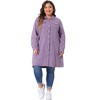 Agnes Orinda Women's Plus Size Stand Collar Buttons Long Sleeve Raw Hem Long Denim Jackets - 3 of 4