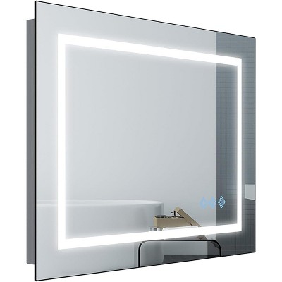 32x24 inch Bathroom Vanity Mirror with LED Lights, Anti-Fog Dimmable Wall Mounted Makeup Mirror for Living Room Bedroom Bathroom