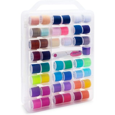 Bright Creations Clear Bobbins Case, Holds Up to 46 Sewing Thread Spools (14.35 x 10 x 3.25 in)
